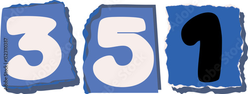 351 Retro torn paper number Design art