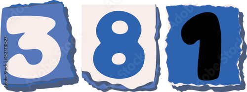 381 Retro torn paper number Design art