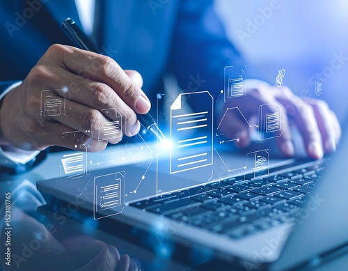 Businessman working on a laptop