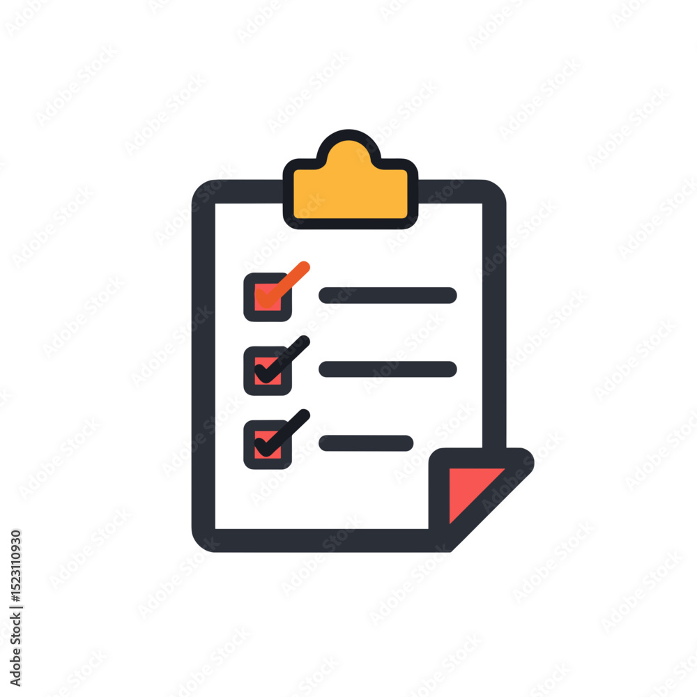 Fototapeta premium Checklist Clipboard with Tick Marks Illustration for Task Management and Organization, Vector Design