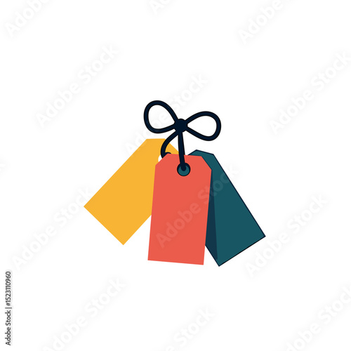 Colorful Price Tags Hanging with Black String: A Vector Illustration for Retail and Shopping