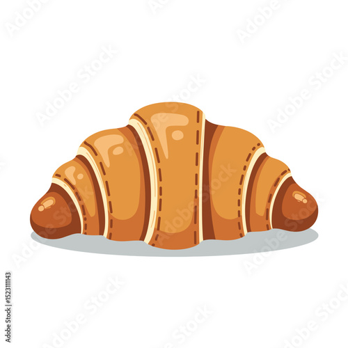 Delicious Cartoon Croissant Pastry Vector Illustration with Golden Brown Crust and Flaky Texture