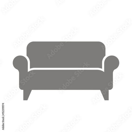 Simple Gray Sofa Icon Illustration for Furniture Design and Interior Decor Projects