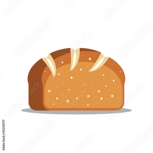 Illustration of a Loaf of Bread with Sliced Top and Brown Crust, Perfect for Bakery or Food Blog