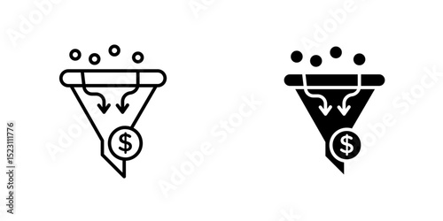 Sales Funnel icon, Sales Funnel, linear icon. People get in and bring in money. Line with editable stroke