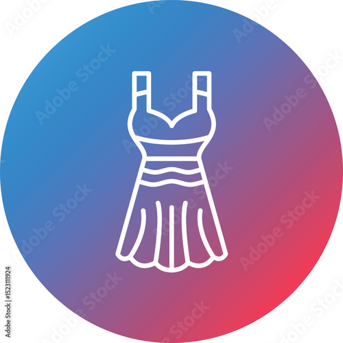 Woman Clothes Line Gradient Circle Background Icon