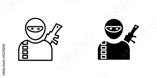 Terrorism icon, Monochrome simple line Crime icon for templates, web design and infographics