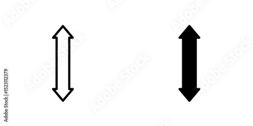 Double arrow icon, Dual semi circle arrow. Vector illustration. Semicircular curved double ended arrow.