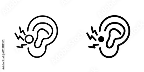 Otitis icon, Acute ear pain black line icon. Otitis. inflammation eardrum Isolated vector element. Outline pictogram for web page, mobile app, promo