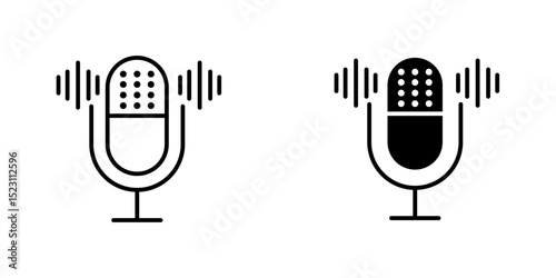 Voice recording icon, Speech and voice recognition Icon Set. Advanced voice technology. Thin line illustrations. Voice recognition, text-to-speech, and AI Artificial Intelligence. 