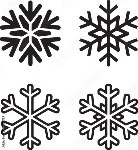 Winter Snowflakes Black Clipart Collection