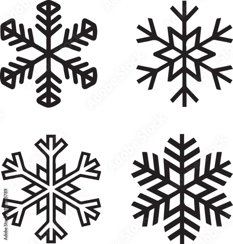 Minimal Snowflake Vector Silhouettes