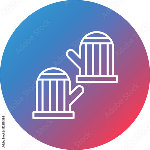 Mittens Line Gradient Circle Background Icon