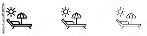 Sun bed icons for web site, mobile application. Logo illustration.