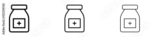 Syrup medicine bottle icons for web site, mobile application. Logo illustration.