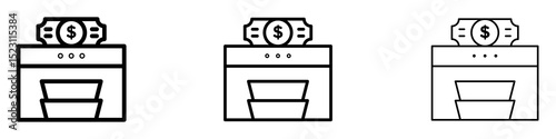 Money counting machine icons for web site, mobile application. Logo illustration.
