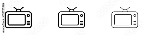 Old television icons for web site, mobile application. Logo illustration.