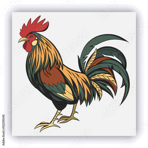 Rooster sketch engraving black and white outline. Scratch board imitation. illustrated in vintage line art style on a white background.