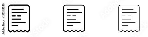 Paper receipt icons for web site, mobile application. Logo illustration.