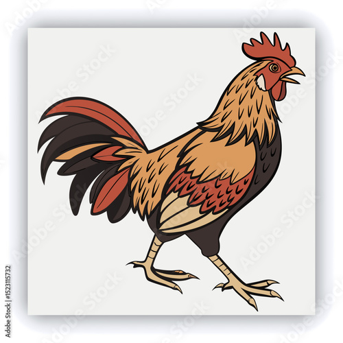 Rooster sketch engraving black and white outline. Scratch board imitation. illustrated in vintage line art style on a white background.