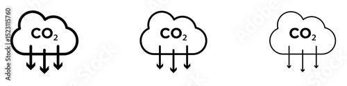 Low carbon dioxide icons for web site, mobile application. Logo illustration.