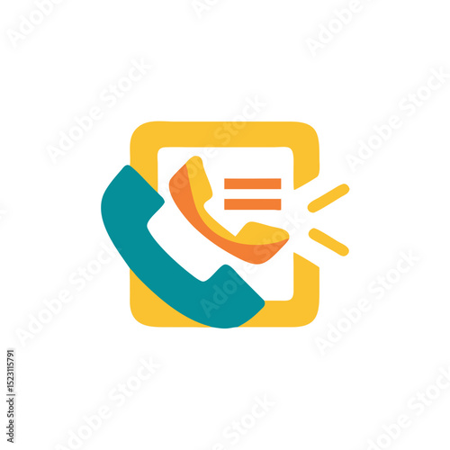 Vector icon of call alert and communication notification for customer service applications and systems