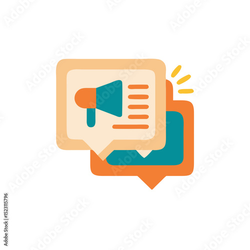 Vector icon of announcement and communication bubbles for marketing and client engagement