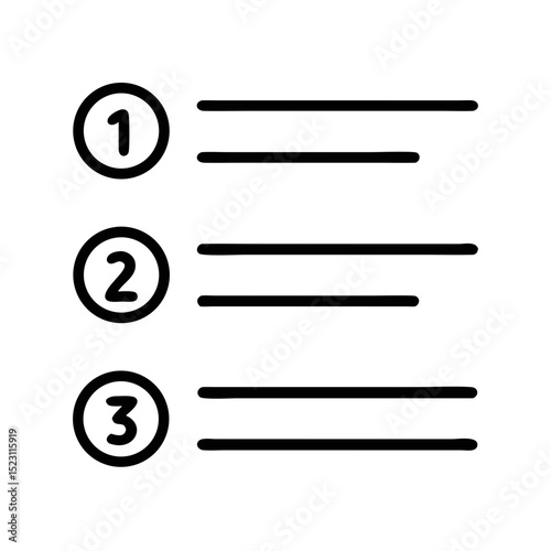 Vector icon of numbered list format for organizing content in applications and task management tools