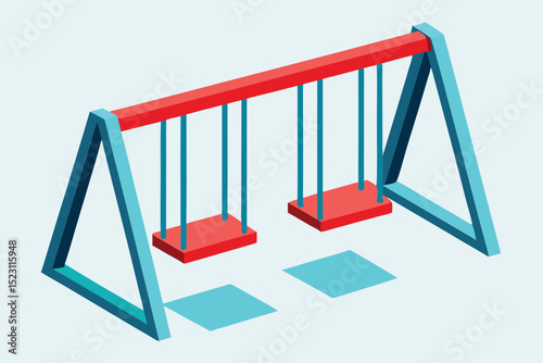 Isometric Illustration of a Playground Swing Set Fun, Playful Design for Kids