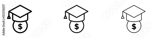 Education cost icons for web site, mobile application. Logo illustration.