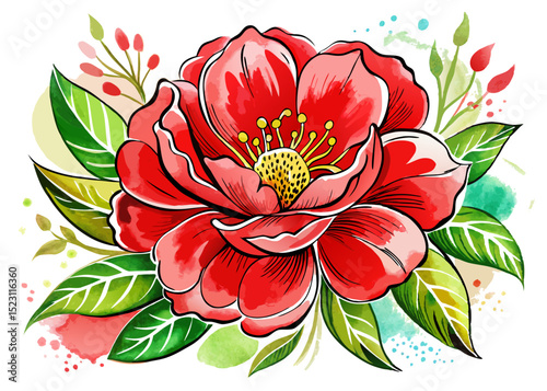 Red Watercolor Flower SVG – Floral Clipart for Romantic Crafts, Invitations, and Sublimation Designs