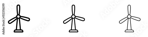 Eolic energy icons for web site, mobile application. Logo illustration.