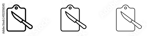 Cutting board with knife icons for web site, mobile application. Logo illustration.