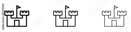 Castle icons for web site, mobile application. Logo illustration.