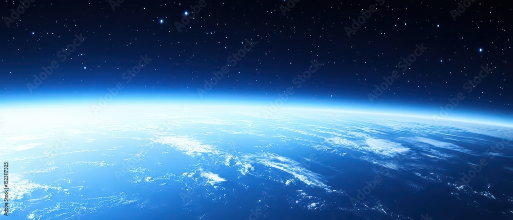 Fototapeta premium View of Earth from space in serene blue tones