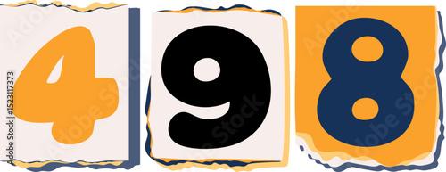 498 Retro torn paper number Design art