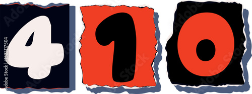 410 Retro torn paper number Design art