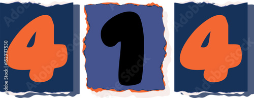 414 Retro torn paper number Design art