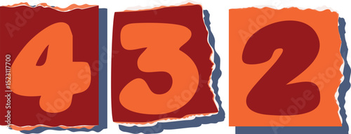 432 Retro torn paper number Design art