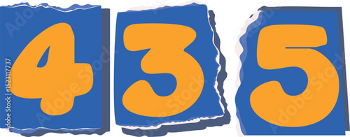 435 Retro torn paper number Design art