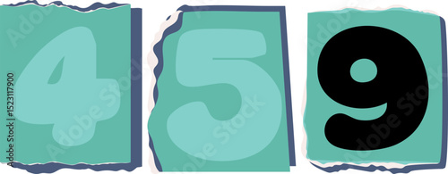 459 Retro torn paper number Design art