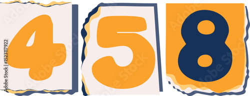 458 Retro torn paper number Design art