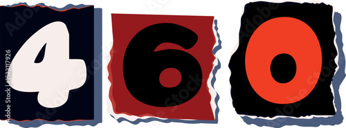 460 Retro torn paper number Design art