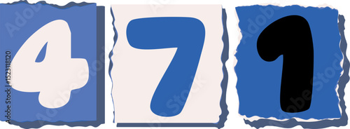471 Retro torn paper number Design art