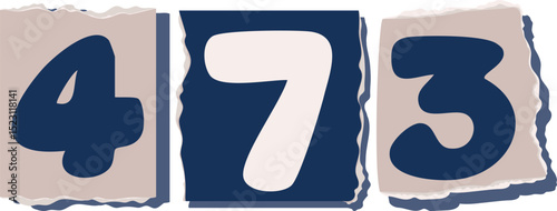 473 Retro torn paper number Design art
