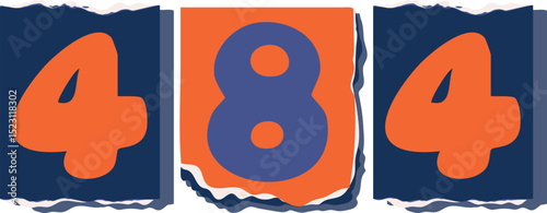 484 Retro torn paper number Design art