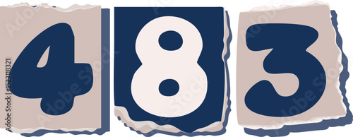483 Retro torn paper number Design art