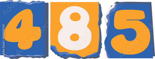 485 Retro torn paper number Design art