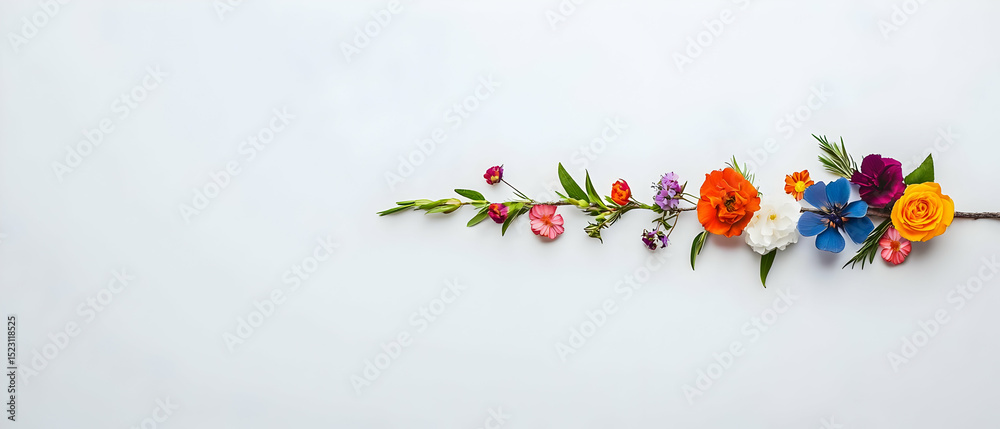 Fototapeta premium Colorful Floral Arrangement On White Background