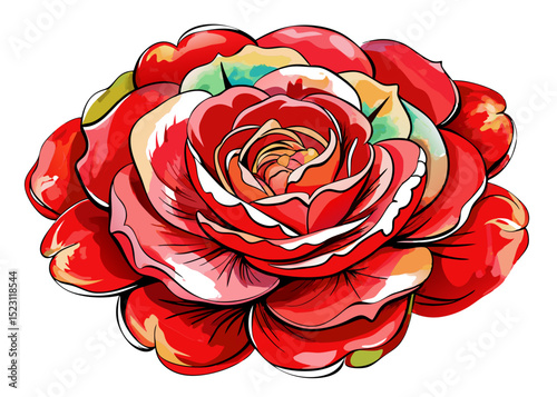 Red Watercolor Flower SVG – Floral Clipart for Romantic Crafts, Invitations, and Sublimation Designs
